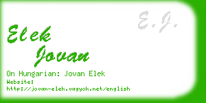 elek jovan business card